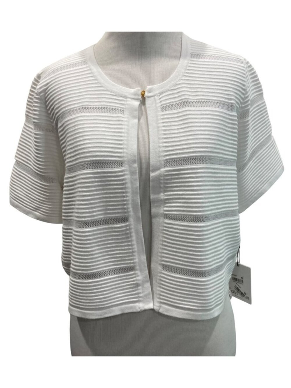 Calvin Klein Cropped Cardigan XL White Capsule Minimalist Preppy Fairy Soft Girl